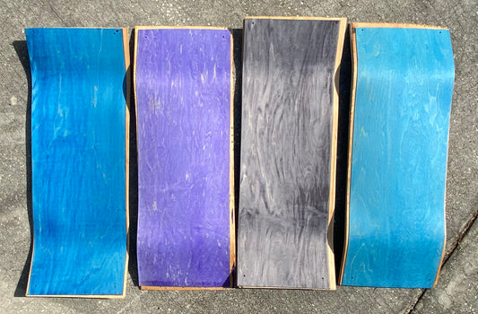 Dyed top & bottom 11" Wide Uncut Skateboard Blank